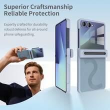 ALuoQ Casing Ponsel Ultra Tipis Berengsel Modis, Perlindungan Penuh, Tahan Guncangan, Kompatibel dengan Stylus S PEN, Dilengkapi Pelindung Layar Kaca Tempered untuk Privasi, Kompatibel dengan Z Flip 6 7 - Hitam - View 12