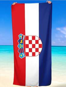 Croatia Country National Flags Beach TowelUnique Basketball Team Designs, Fun Patterns, Suitable For Wo, Pool , And Showers. 3g Beach Towel, Uni. High-Quality Absorbent Fabric, Suitable For All Seasons, Soft To The Touch, Durable. Quick-Drying, An Essential Item For Summer Beaches, Pools, And Sand Baths. H56, A Vacation Must-Have. - Image Color - View 1