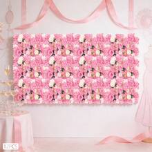 CNCEST 12 Pack Artificial Flower Wall Panels 24" X 16" Flower Wall Panel Wall Backdrop Faux Hydrangea Rose Flower Backdrop Panels For Flower Wall Decor Wedding Party Event Decoration Party Favors Room Decor Bride - Pink - View 5