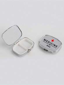 Square Pill Box With Capsule, Tablet, Letter, Bottle Patterns, Portable Medication Storage Compartment, Mini Metal Storage Box, Compact Jewelry And Pill Box, Travel Pill Case, Large Capacity Compartments, Weekly Medication Organizer, Suitable For Daily Medications And Vitamins, Essential For Doctors And Nurses, Emergency Needs, Travel, Hiking First Aid, Creative Gift With Cartoon Logo - Multicolor - View 7