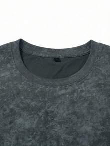 GRDR 男士复古美式简约字母水洗圆领短袖T恤，舒适透气，夏季必备 - 深灰色 - 查看 7