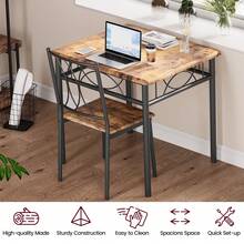 Techigher Dining Table Set For 2, 3 Piece Dining Table And Chair Set, Square Kitchen Table Set With 2 Upholstered Chairs, Kitchen Breakfast Modern Contemporary Furniture Set For Small Space, Apartment, Dining Room - Retro Color, MDF Chair - View 5