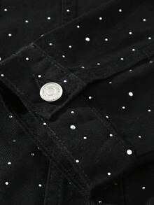 Spring & Autumn New Men's Denim Jacket, Black Textured Button Long Sleeve Casual Truck Driver Streetwear - Black - View 4