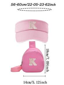 2PCs Children Baseball Hat With Mini Bag Boys Girls Camping Hat Anti-UV Strap Kids Bucket Hat Headwear For 3-8 Years Old Baby - Pink - View 10