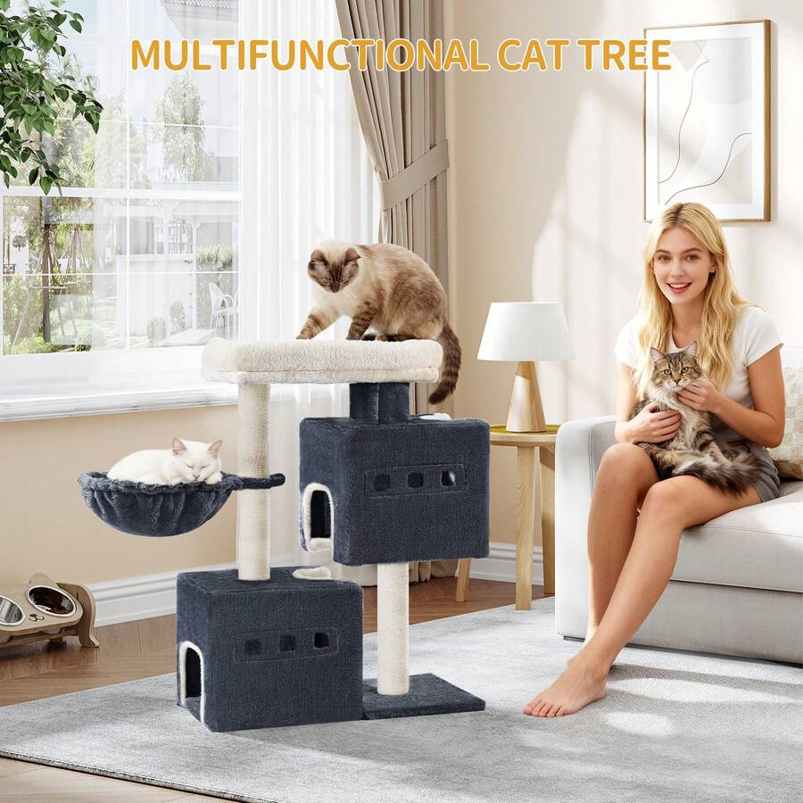 Hzuaneri Cat Tree, 75 Cm Tower, Sisal Scratching Post, Cats Tower For ...