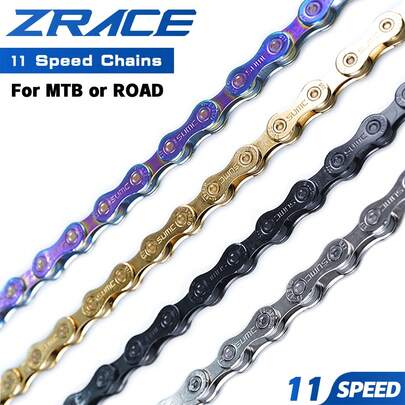 ZRACE 11 Speed Bike Chain MTB Mountain Road Bicycle,114/120/126L, OEMed By SUMC, Neon-Like, Silver, Black, Gold