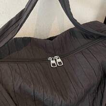 Crinkled Nylon Sling Bag - Large Capacity Black Crossbody Bag For Women, Versatile Travel & Gym Duffel - Multicolor - View 4