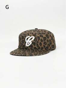 1 pieza Gorra de béisbol con estampado de leopardo y letra G bordada para hombres, gorra de estilo hip hop callejero, gorra plana a cuadros con protección solar, regalo de Navidad - B - Ver 20