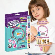 DIY Beaded Sticker Bracelets Set - Contains 70 Stickers, Including 2 Rolls Of Super Mystery Stickers,Wearable And Shareable Sticker Bracelets For Girls, Each Sticker Showcases A Different Cute Character! - Multicolor - View 6