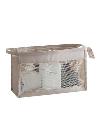 1PC Simple And Stylish Mesh Toiletry And Makeup Bag For Home Use, Large Capacity, Suitable For Men And Women, Business Trips And Travel, Skincare Product Storage Bag, Portable Hanging Storage Bag For Organization And Storage.