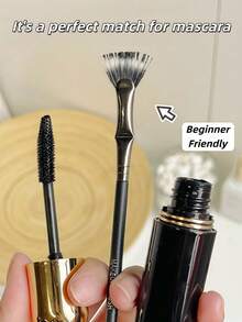 折叠式斜角扇形睫毛刷，2026升级版睫毛膏扇形刷，斜角扇形睫毛刷，不结块，纤长睫毛化妆工具 - 黑色 - 查看 5