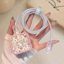 Protector de cable de datos de Hello Kitty, cable enrollable para iPhone 15, 14, 13 de carga rápida de 20W - A - Ver 5