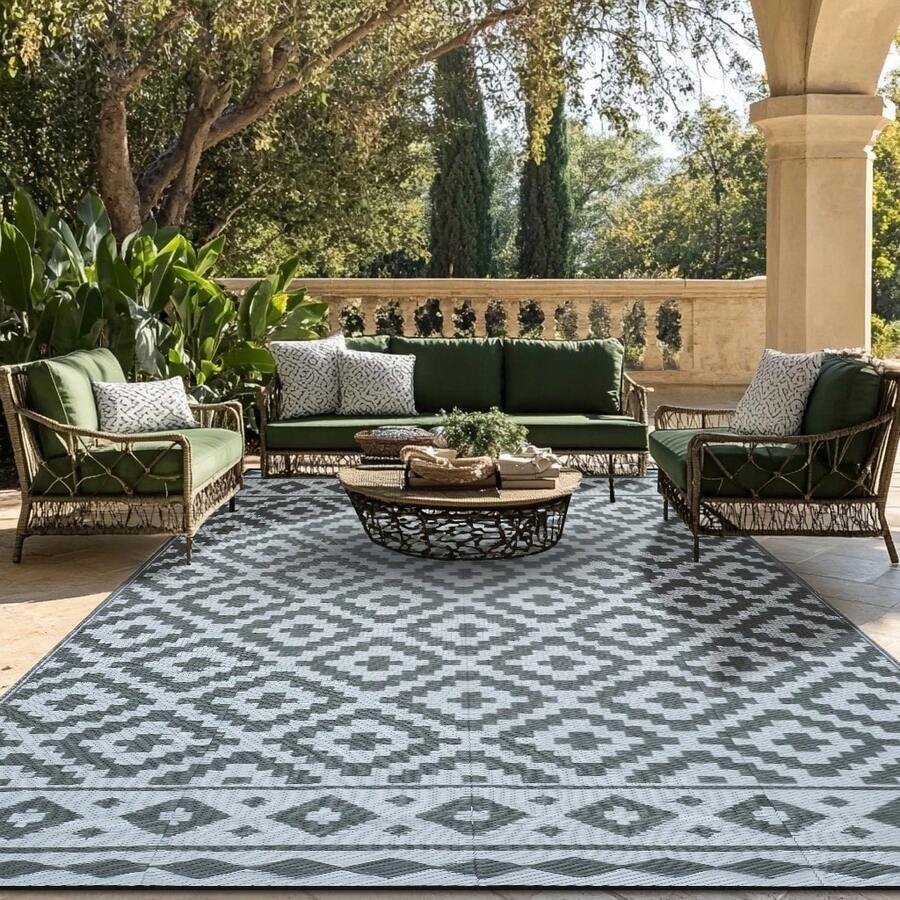 Outdoor Rug, Garden Rugs Outdoor Waterproof, Picnic Mat For Family Party, Gray Large Outdoor Rug, Camping Tent Carpet, Outdoor Mats For Front Door, Large Patio Rug, Outdoor Play Mat, Modern Large Area Rugs For RV, Backyard, Balcony, Outside Rug.