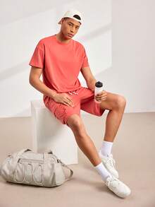 2pcs/Set Men's Casual Loose Fit T-Shirt And Cargo Shorts Set, Men Tracksuit Set,Men Short Sets,Men's Holiday Clothes,Summer Holiday Outfit - Red - View 9
