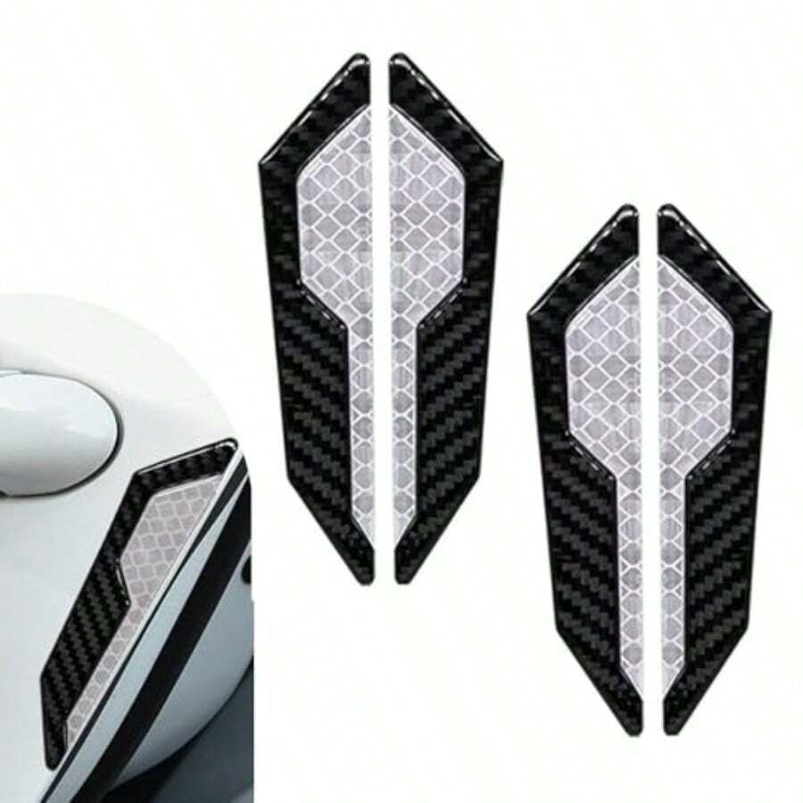 4PCS Car Door Edge Guard Stickers Thickened Scratch-Resistant Waterproof Door Protectors Multi-Functional Luminous Warning Stickers For Fender Bumper For Most Vehicles White - White - View 1