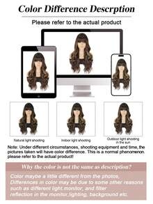 28-Inch Stylish Gradient Long Curly Hair With Bangs, Made Of Synthetic Material, Suitable For Women's Daily Commutes. - Multicolor - View 7