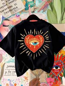 Áo thun nữ cổ tròn kiểu dáng thường ngày, chất liệu thoáng khí thoải mái, thích hợp cho các chuyến đi chơi mùa xuân/hè, kiểu dáng rộng rãi tôn dáng, lựa chọn tốt nhất cho kỳ nghỉ và du lịch. Màu đen. - màu đen - Xem 3