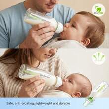 1个儿童婴儿水瓶，学生饮水杯，可爱吸管水瓶，刻度水瓶，幼儿园吸盘球水瓶，防呛吸管杯，250毫升/120毫升容量 - 白綠色 - 查看 2