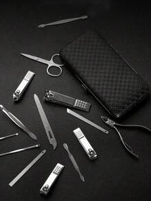 Juego de manicura y pedicura, juego de cortaúñas, kit de herramientas de cuidado de uñas profesional con estuche de viaje de lujo - Negro - Ver 5