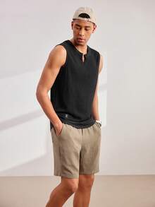 Driftmere 男士字母印花V领休闲百搭背心'男士无袖男士上衣无袖男士肌肉衬衫 - 深灰色 - 查看 5