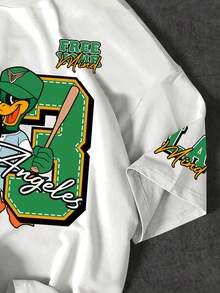 MAISONFOX Áo thun nam LA 23 Duck Baseball Print phong cách retro, in hình phong cách grunge, quần áo đường phố, trang phục Cơ đốc giáo, áo thun cỡ lớn, áo in hình Chúa Giê-su, áo thun đồ họa Y2K, áo thun, quần áo Cơ đốc giáo, chơi chữ phong cách Gothic - trắng - Xem 6