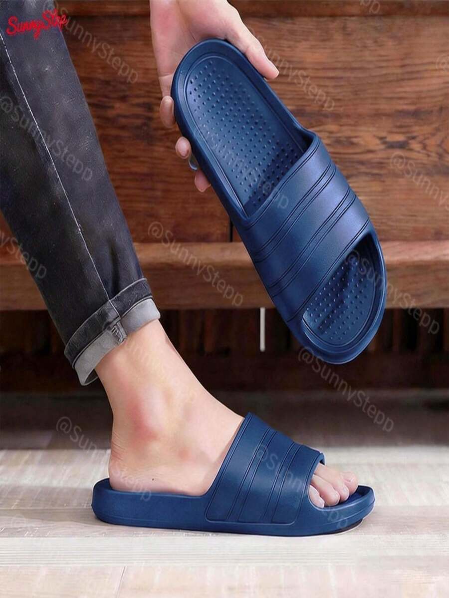 Sandalias chanclas para hombre resistentes ligeras y fáciles de limpiar con agarre máximo para salidas casuales urbanas playa piscina y actividades al aire libre - Azul Marino - Ver 1