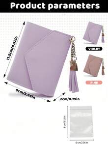 Tassel Pendant Decor Wallet Trifold Slim Card Holder Wallet With 1 ID Window 6 Slots 1 Cash Grid Card Holder Multi-Function Wallet Women Short Wallet Fold Coin Purse Purse Flap Card Case Envelope Bag For Travel Vacation Outdoor Travel Essentials - A - View 10