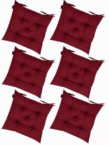 Set Of 6 Puffy Soft Square Chair Cushions – 40x40 Cm İN DER TURKEI - Rose Red - View 3