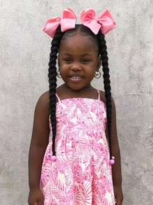 2 piezas Coleta con lazo de cabello sintético, coletas para niños, trenza estilo chino natural nueva - Negro natural - Ver 4