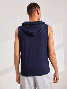 Driftmere 男士连帽无袖上衣，夏季时尚 - 藏蓝色 - 查看 7