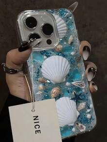 2026新款贝壳彩绘优雅羽毛雪纺软手机壳，兼容 17/17 Pro Max/15/16/16 Pro、彩绘15 Pro Max、P13、P14、P11、P12、XS、XR、7/8、P、7/8 GES2、A14、A15、S23 Ultra、A50、A12、A32、A52、A72、A51、A21S、A13、A14、S22 Ultra、S23、A33、A53、S20 FE - 彩色 - 查看 1