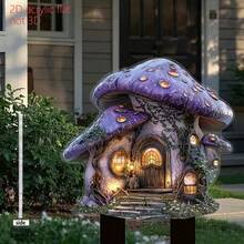 Spring & Summer Limited Edition: 2D Flat, 1pc, Fantasy Mushroom House Garden Decor Ground Stake - Acrylic Outdoor Signage, Suitable For Holiday Lawn, Yard, Potted Plants Or Fairy-Tale Style Decor, No Electricity Required, Gift For Home & Garden Enthusiasts - C - View 4