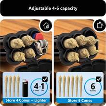 (4 Pack) King Size Pre-Roll Cone Holder, 4-Hole Regular Size With Lighter Holder, 4 Or 6 Capacity Container Storage Box, Small Accessories Pre Rolled Rolling Paper - Green 4 Or 6 Capacity - View 3