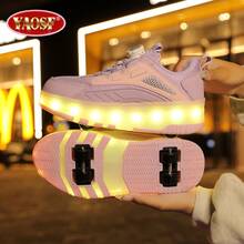 YAOSF Brand Luminous Walking Shoes, Advanced LED Roller Skating Shoes, Upgraded Version For Children And Teenagers, Luminous Sports Shoelaces, Retractable Wheels, Skateboarding Shoes, Fashionable Lighting, Walking Shoes - Purple - View 12