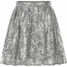Women's Sequin Skirt Sparkly Stretchy High Waisted A-Line Flowy Swing Glitter Mini Skirts For Night Out Party - Bạc - Xem 5