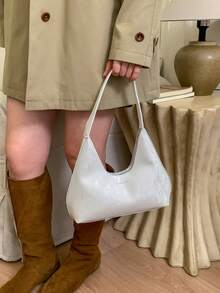 精致简约百搭的女士日常单肩包，2026新款，风格优雅 - 白色 - 查看 9