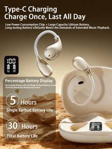 Lenovo TA320 Bluetooth Headphones: Noise Cancelling, Sports/Running, Super Long Battery Life, High-Quality Audio, Open-Ear Wireless Bluetooth Headphones - Black - View 4