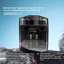HYUNDAI Afeitadora eléctrica moderna para hombres, de doble cuchilla, recargable por USB, impermeable, diseño en negro mate - Negro - Ver 2