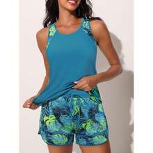Tankini Swimsuits For Women 2026 Summer Blouson Tummy Control Two Piece Bathing Suit With Pockets Swim Shorts Plus Size Swimwear - 多色754 - 查看 4