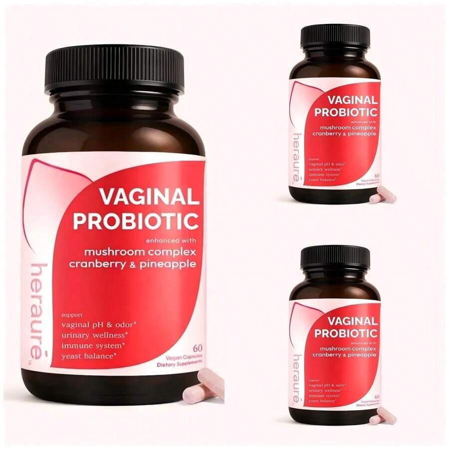HerAuré Women's Probiotics - PH Balance, Odor Control, Flora Health, Moistening, Tightening - With 7 Billion CFU Probiotic, Prebiotic, 7-In-1 Mushroom Blend, Cranberry, Pineapple - 60 Capsules (Pack Of 1), Self-Care Gift , Healthcare - 3件 - 查看 1