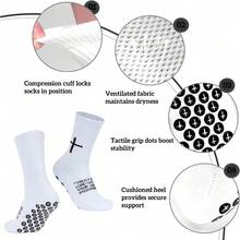 1 Pair Youth Anti Slip Soccer Socks Cross Grip Cushioned Sports Socks Breathable Elastic For Outdoor Sports Training Match US 5 To 10 - 箴言 3:5 - 查看 3