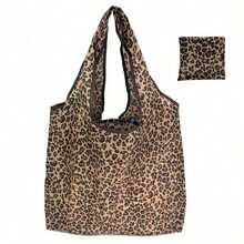 1pc Large Capacity Leopard Print Tote Bag For Women, Brown, Polyester Material, Foldable, Sturdy Handle, Suitable For Daily Life, New Year, Valentine's Day, Travel, Shopping, Fashion Accessory - Multicolor - View 9