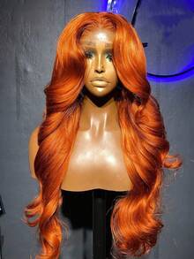 NARNI 30 Inch Ginger Wig Human Hair Orange Ginger Lace Front Wigs Human Hair Glueless Body Wave Human Hair Wigs 250% Density 13x6 HD Lace Front Wig 100% Glueless Ginger Wig Human Hair HD Transparent Lace Frontal Wigs Pre Plucked Hairline 350# Ginger Colored Wig - S350 - 查看 1