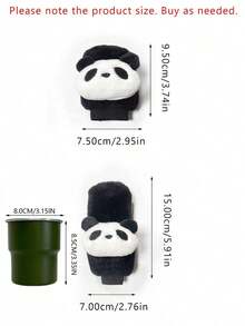 Cartoon Car Seat Belt & Handbrake & Gear Shift Cover Set, Cute Car Interior Decoration - Black and White - View 3