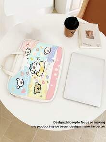 This 1-Piece Cartoon Rainbow Puppy Laptop Tote Bag Is Made Of PU Leather, Is Waterproof And Shockproof, And Fits 16-Inch/15-Inch/14-Inch Laptops. Lightweight And Practical, It's Designed For Travel And Makes A Perfect Ramadan Gift. - Multicolor - View 6