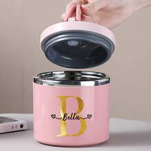 Stainless Steel Personalized Custom Name 21.3oz Insulated Lunch Box With Handle, Thermal Food Container, Portable Handheld Lunch Box, Suitable For Hot Soup And Meals, Reusable Round Breakfast Cup, Kitchen Storage Box, Hand Wash Only - B - Xem 13