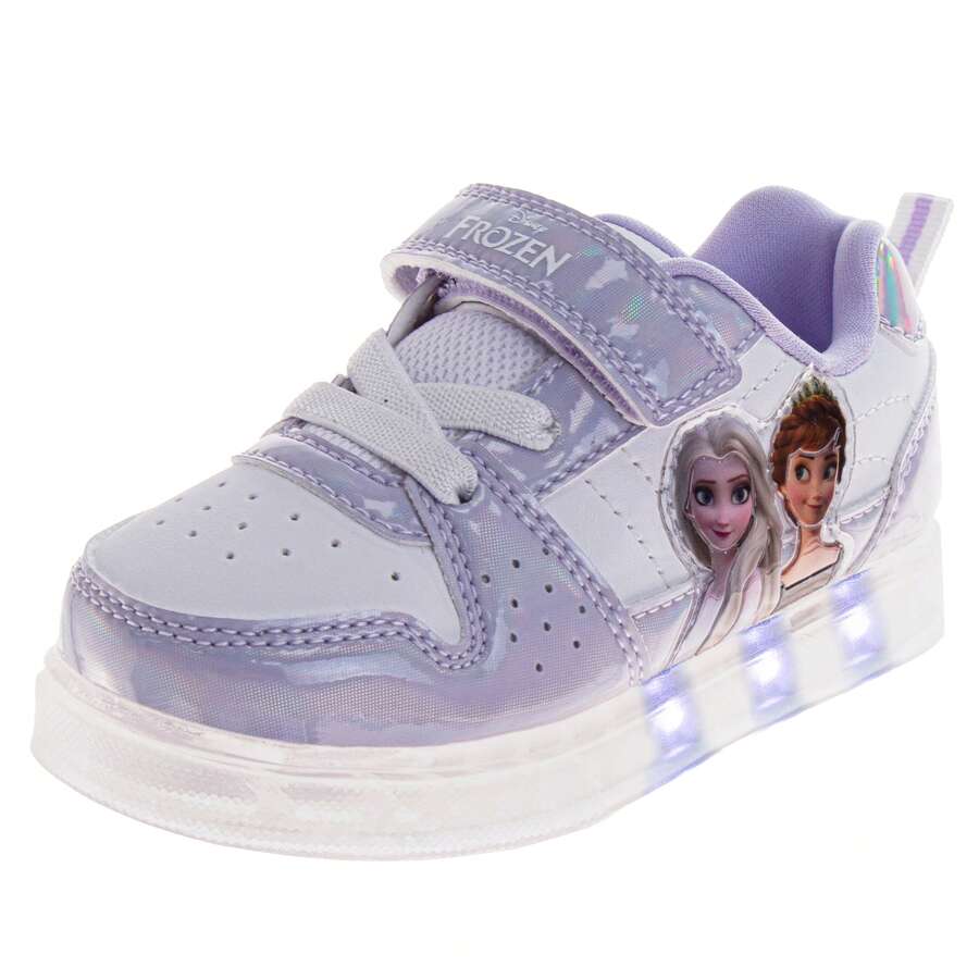 Disney Frozen Sneakers Girls - Elsa And Anna Sparkle Detail Lightweight Athletic Running Shoe Adjustable Closure (Toddler Sizes 6-10/Little Kids Sizes 11-12) - 紫色 - 查看 1