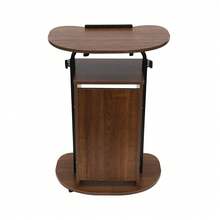 Presentation Stand Mobile Height Adjustable Church Classroom Lecture Portable UK - Brown - View 7