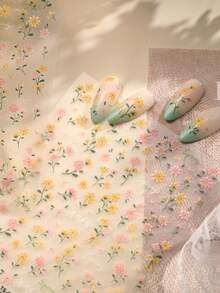 1 miếng dán móng tay họa tiết hoa cúc mùa xuân tối giản nhiều màu sắc với nơ, trang trí móng tay nổi 5D, thích hợp cho sử dụng hàng ngày, dự tiệc, đi vườn, dành cho nữ. - Nhiều màu - Xem 3