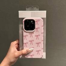 Pink Litchi Texture Bowknot Pattern Phone Case - Pink - View 4